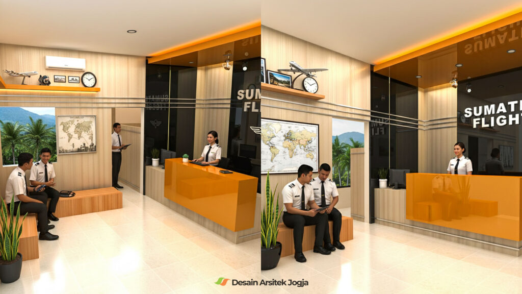 Desain Interior Front Office Sumatra Flight - Desain Arsitek Jogja