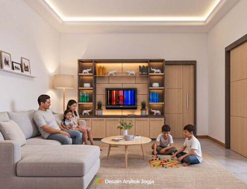 Desain Partisi Pembatas Ruang Keluarga dan Ruang Tidur Minimalis – Desain Arsitek Jogja