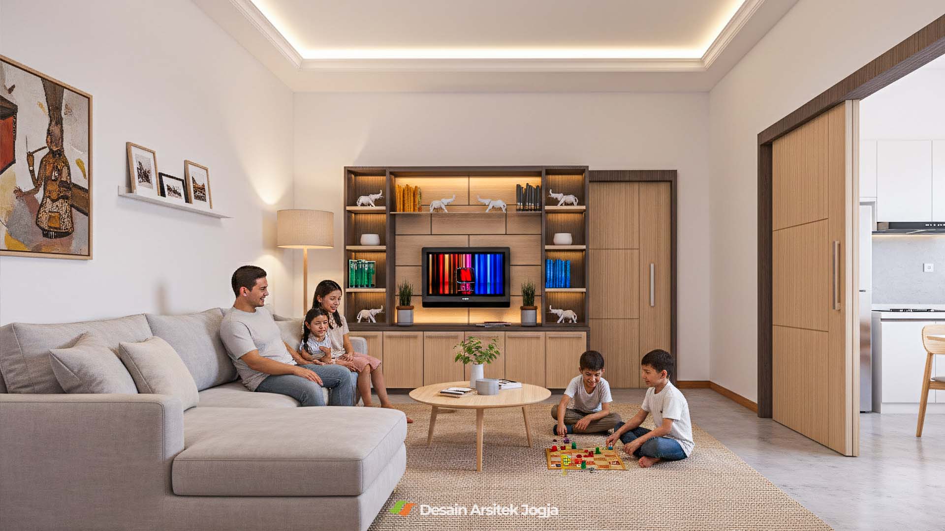 Desain Interior Partisi Ruang Keluarga Minimalis Modern Desain Arsitek Jogja - Studio DAJ