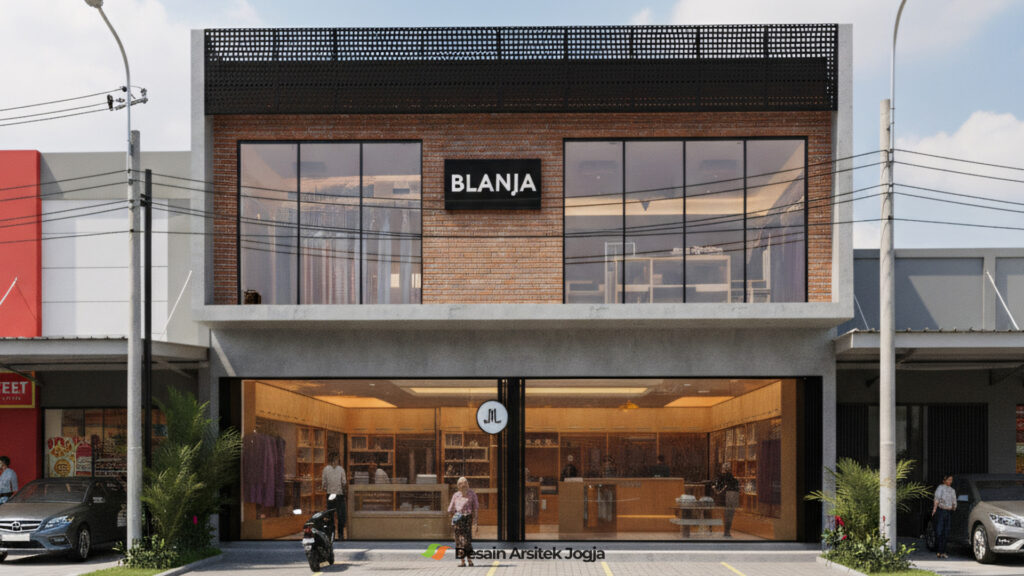Arsitektur Komersial dengan Style Industrial Minimalis, Butik Blanja karya Desain Arsitek Jogja