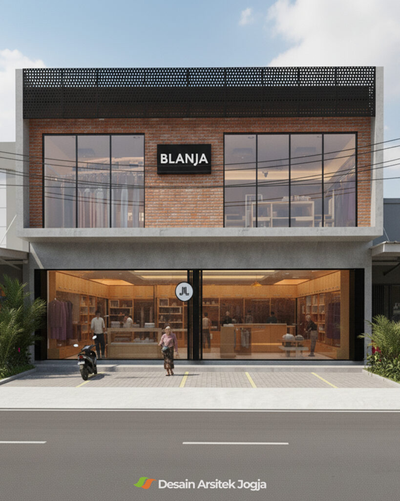 Arsitektur Komersial dengan Style Industrial Minimalis, Butik Blanja