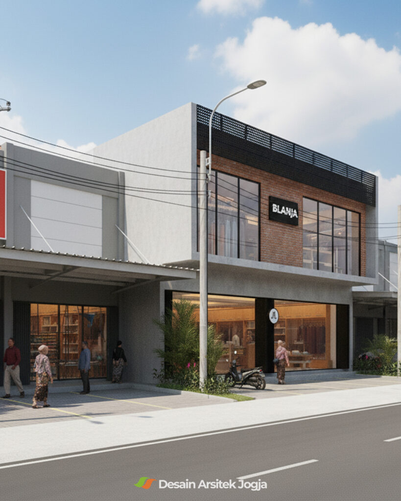 Arsitektur Komersial dengan Style Industrial Minimalis, Butik Blanja