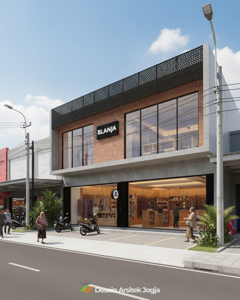Arsitektur Komersial dengan Style Industrial Minimalis, Butik Blanja