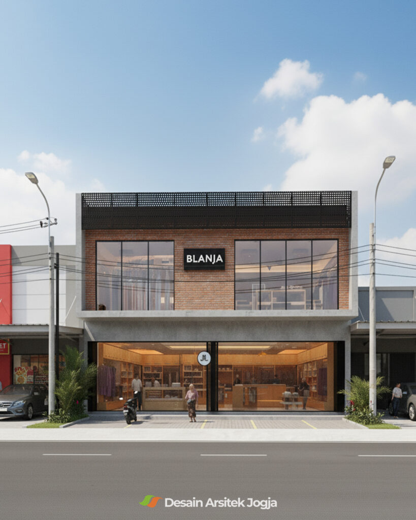 Arsitektur Komersial dengan Style Industrial Minimalis, Butik Blanja