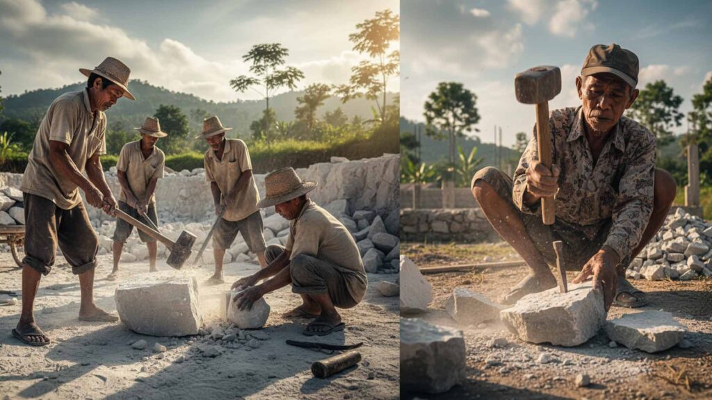 Desain Arsitek - Pengolahan Batu Kapur Untuk Fondasi