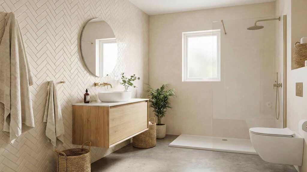 Desain Arsitek Jogja - Inspirasi Warna Cat Interior Kamar Mandi Cream