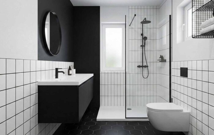 Desain Arsitek Jogja - Inspirasi Warna Cat Interior Kamar Mandi Hitam Putih