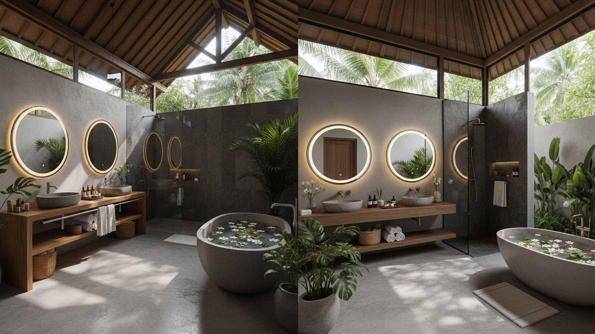 Desain Arsitek Jogja - Interior Kamar Mandi Nuansa Bali Natural