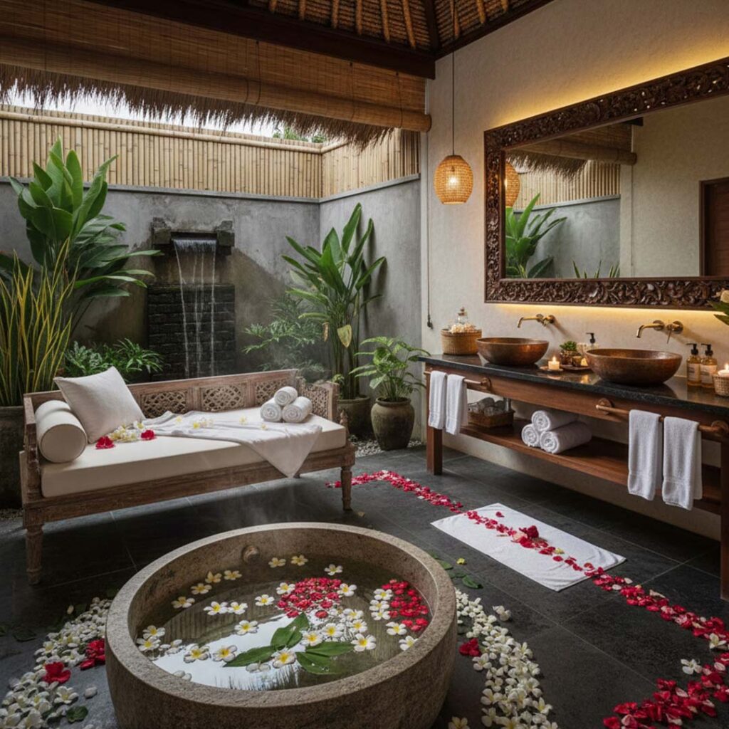 Desain Arsitek Jogja - Interior Kamar Mandi Nuansa Bali Spa Style
