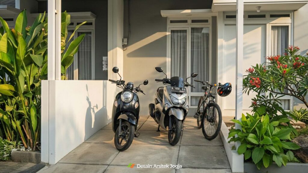 Desain Rumah Tropis Modern 1 Lantai Desain Arsitek Jogja - Studio DAJ Carport Rumah Tropis