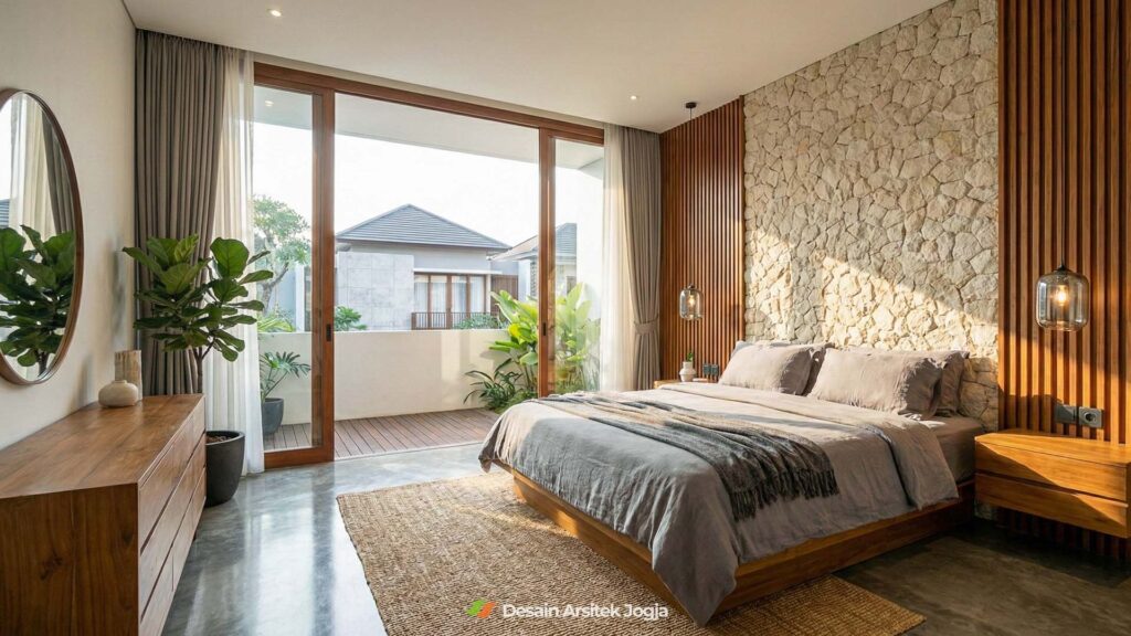 Interior Ruang Tidur Utama Rumah Tinggal 2 Lantai Minimalis Kontemporer Desain Arsitek Jogja - Studio DAJ