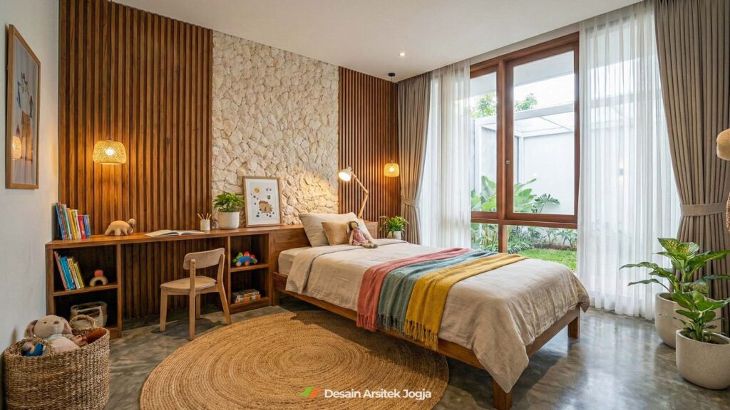 Interior Ruang Tidur Anak Rumah Tinggal 2 Lantai Minimalis Kontemporer Desain Arsitek Jogja - Studio DAJ