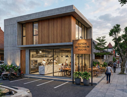 Konsep Desain Fasad Resto Open Kitchen